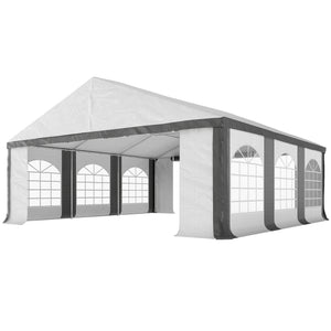 20' x 20' Heavy-duty Large Wedding Tent, Outdoor Carport Garage Party Tent, Patio Gazebo Canopy with Sidewall, Grey