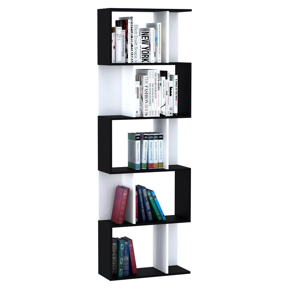 Bibliothèque moderne à 5 niveaux, séparateur de pièce, noir