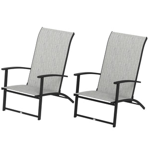 Lot de 2 chaises de jardin pliantes d'extérieur avec accoudoirs et dossier haut, gris