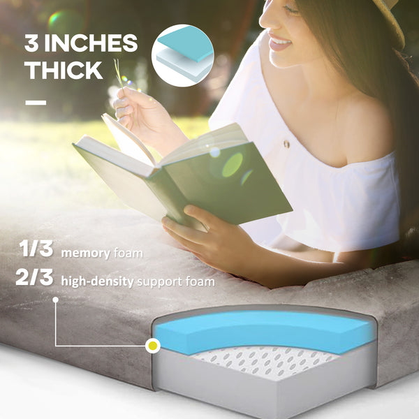 Matelas de sol en mousse à mémoire de forme avec sac de transport, gris