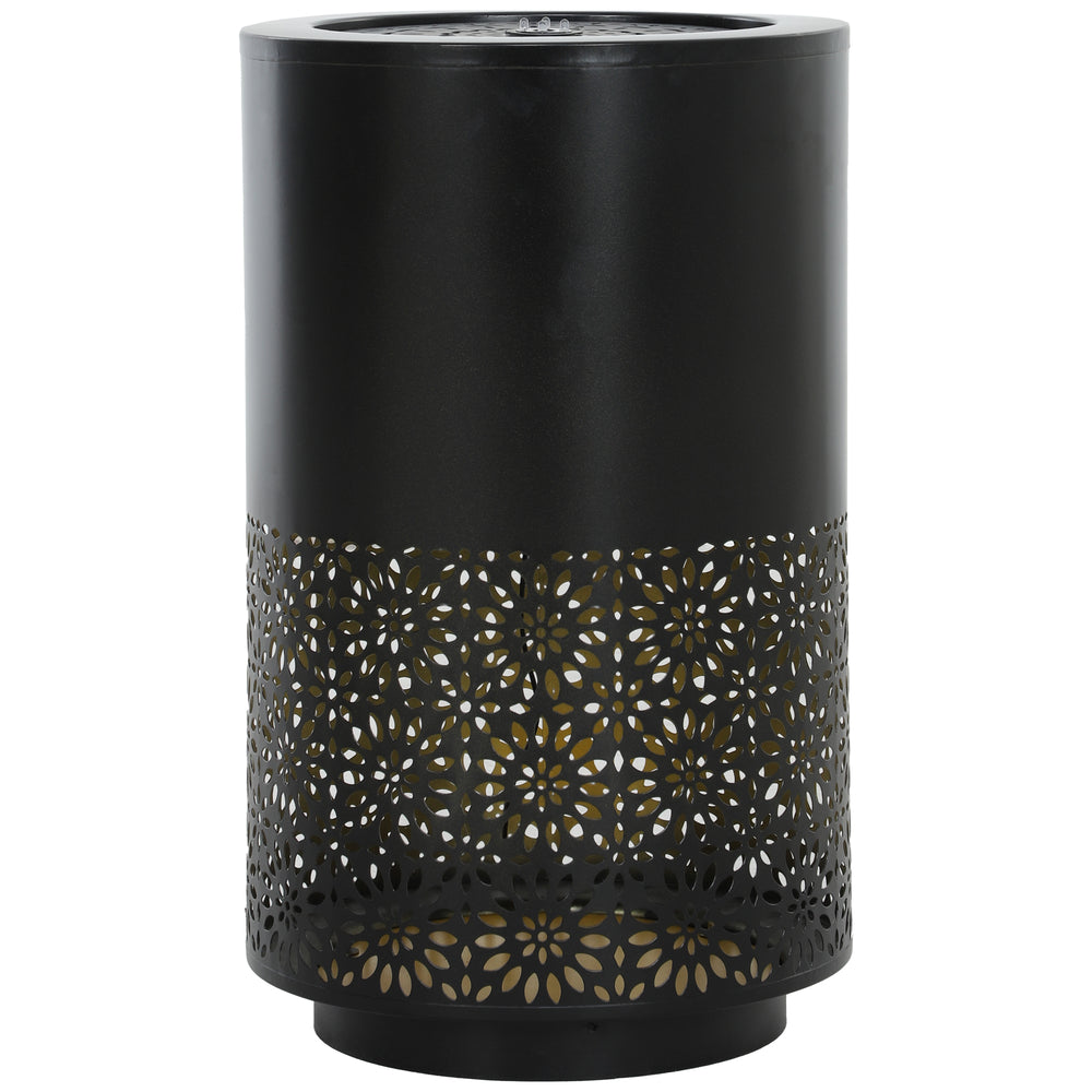 Fontaine cascade de jardin avec lumières LED, fontaine d'extérieur à débit réglable, noire