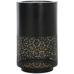 Fontaine cascade de jardin avec lumières LED, fontaine d'extérieur à débit réglable, noire
