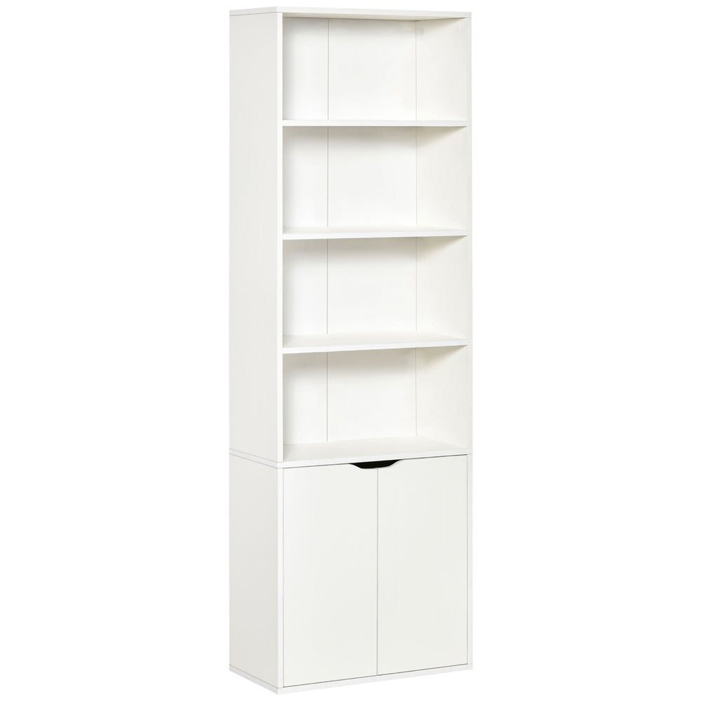 Bibliothèque ouverte à 4 niveaux avec portes, blanc