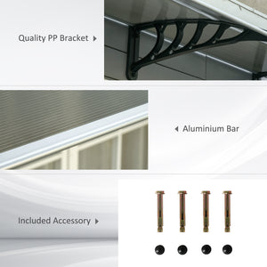 Auvent de porte en polycarbonate de 3,4 x 3,2 pieds, marron