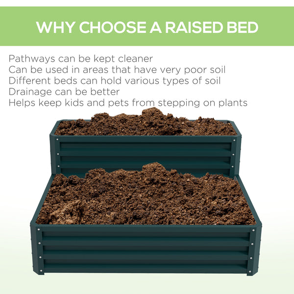 Jardinière surélevée galvanisée à 2 niveaux, verte