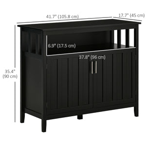 Buffet avec 2 portes et étagères réglables pour cuisine et salle à manger, noir