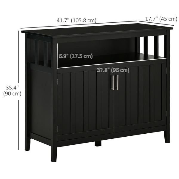 Buffet avec 2 portes et étagères réglables pour cuisine et salle à manger, noir