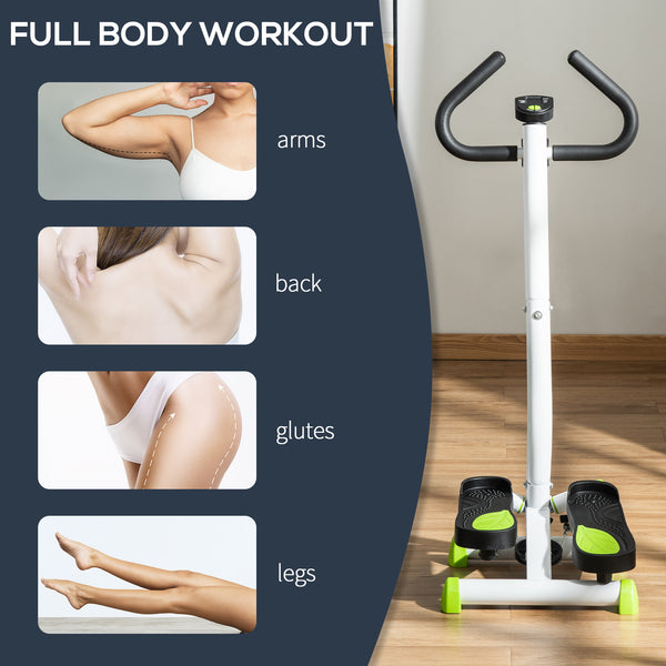 Twist Stepper with Adjustable Resistance and LCD Display - White and Green