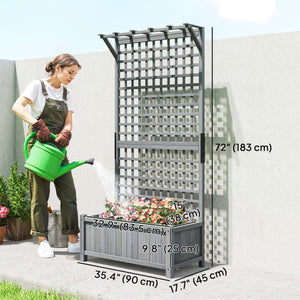 Jardinière en bois avec treillis pour plantes grimpantes, gris foncé