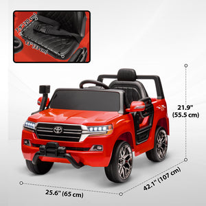 Voiture pour enfants 12V Toyota Land Cruiser sous licence avec télécommande, rouge