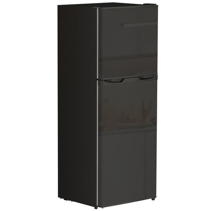 Double Door Mini Fridge with Freezer, 4.6 cu. ft., Thermostat, Shelves, Reversible Door, Black