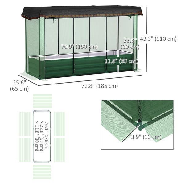 Jardinière en acier galvanisé avec cage de culture et toile d'ombrage pour fleurs, légumes et herbes aromatiques
