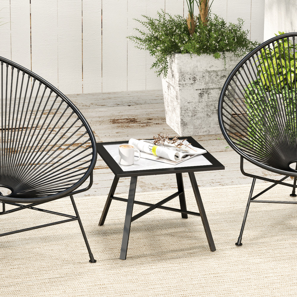 Petite table d'appoint de patio avec plateau en SPC pour jardin, terrasse, pelouse, gris