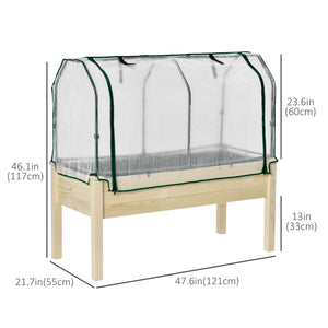 Jardinière surélevée avec bâche en PE, couleur naturelle