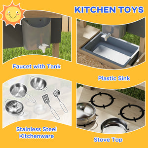 Sandbox avec couvercle, cuisine, jouets pour enfants de 3 à 7 ans, bois naturel