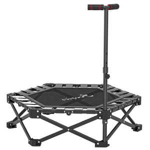 Mini trampoline pliable avec barre de soutien ajustable et capacité de 400 lb