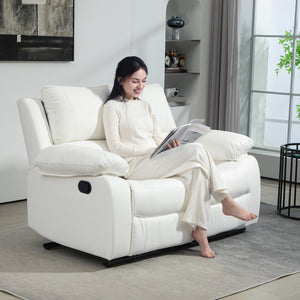 Canapé inclinable manuel en cuir synthétique avec repose-pieds, blanc