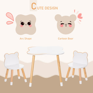 Wooden table and 2 chairs set for children from 1 to 4 years old, white