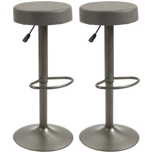 Set of 2 modern bar stools in faux leather, dark grey