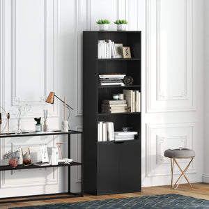 Bibliothèque ouverte à 4 niveaux avec portes, noir