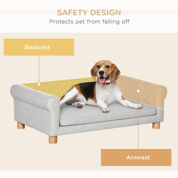 Canapé moderne pour animaux de compagnie de taille moyenne et grande, avec coussin d'assise amovible, gris clair