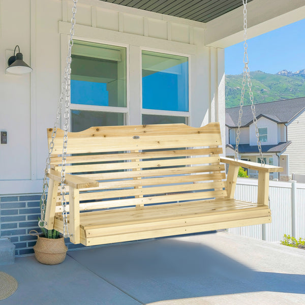 Balancelle de porche 2 places, bois naturel