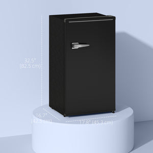 Mini-réfrigérateur rétro compact à une porte de 88 litres (3,1 pi³), thermostat réglable, 2 étagères en verre, noir