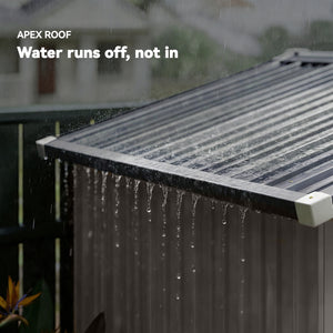 Metal garden shed, with lockable double door and 4 vents, grey