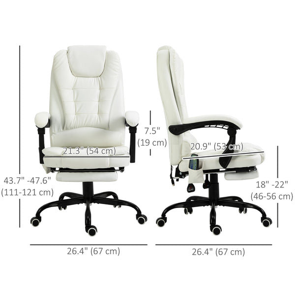 7-point vibrating massage chair with footrest, white