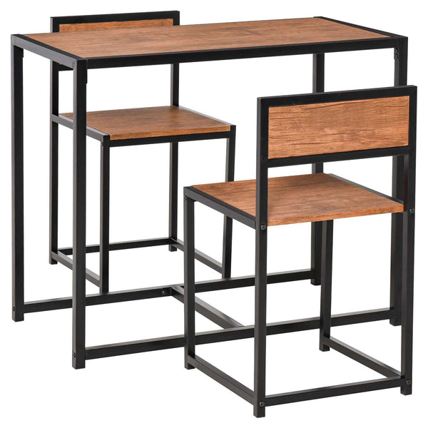 Ensemble table et chaises de salle à manger style industriel, pour 2 personnes, idéal pour les petits espaces.