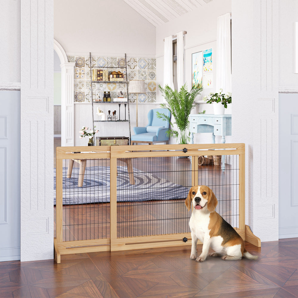 Barrière pour animaux de compagnie en bois autoportante avec pieds de support