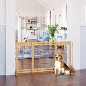 Freestanding Wooden Pet Gate with Support Feet