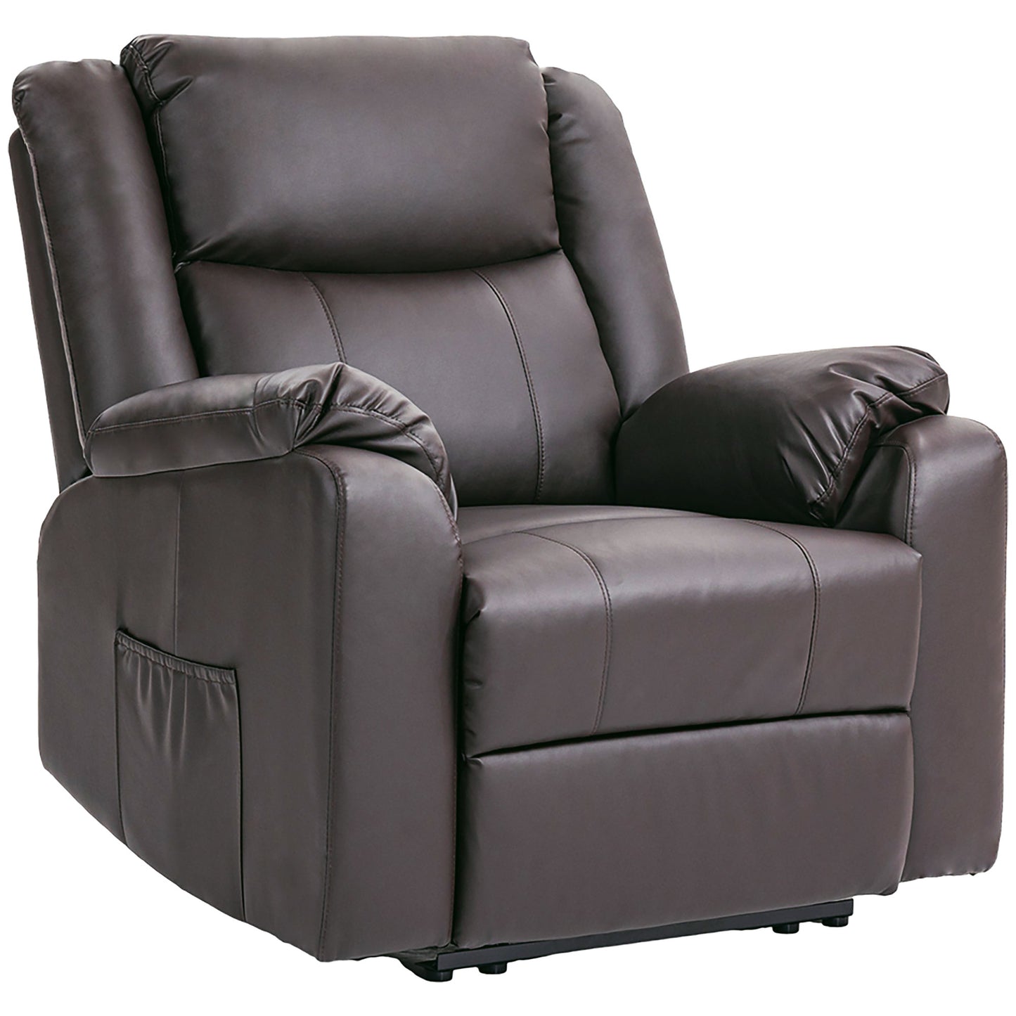 Fauteuil inclinable en similicuir avec repose-pieds et 2 poches latérales, marron