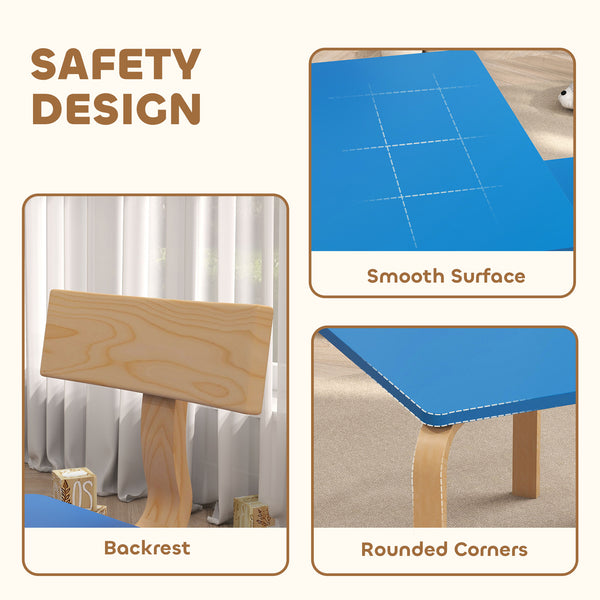 Ensemble table et 2 chaises, bleu