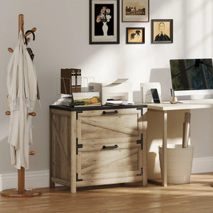 Classeur à 2 tiroirs de style campagnard avec barres de suspension réglables pour format lettre, A4, légal, gris
