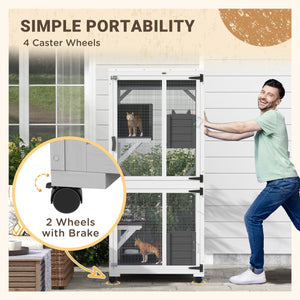 Enclos surélevé avec roulettes, résistant à l'eau, blanc et gris