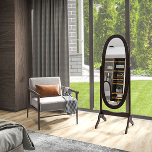 Miroir sur pied pleine longueur avec cadre ovale à angle réglable pour dressing, café