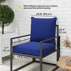 Coussins épais et profonds pour siège d'extérieur avec coussin de dossier, bleu foncé