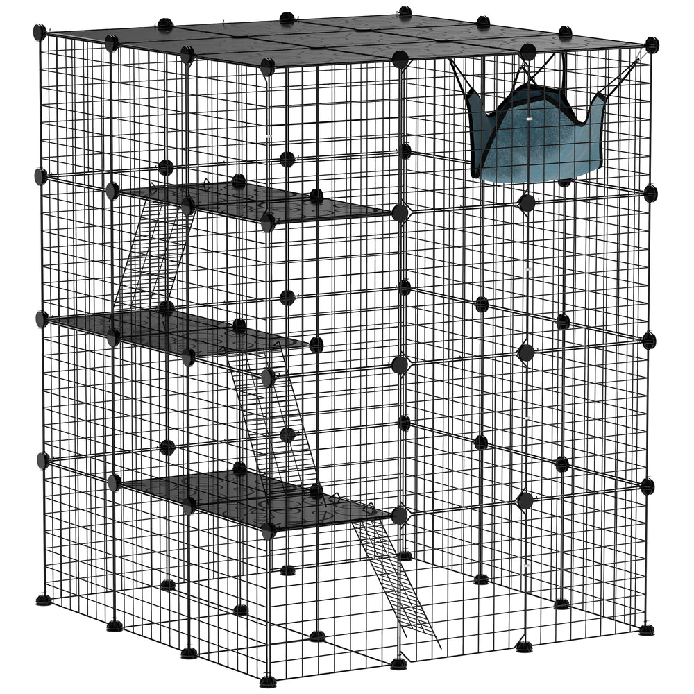Cage pour chat à 4 niveaux pour 1 à 3 chats avec hamac
