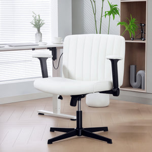 Chaise de bureau à dossier croisé, sans roulettes, blanc crème