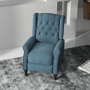 Fauteuil inclinable à oreilles avec repose-pieds, bleu
