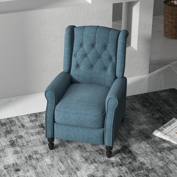 Fauteuil inclinable à oreilles avec repose-pieds, bleu