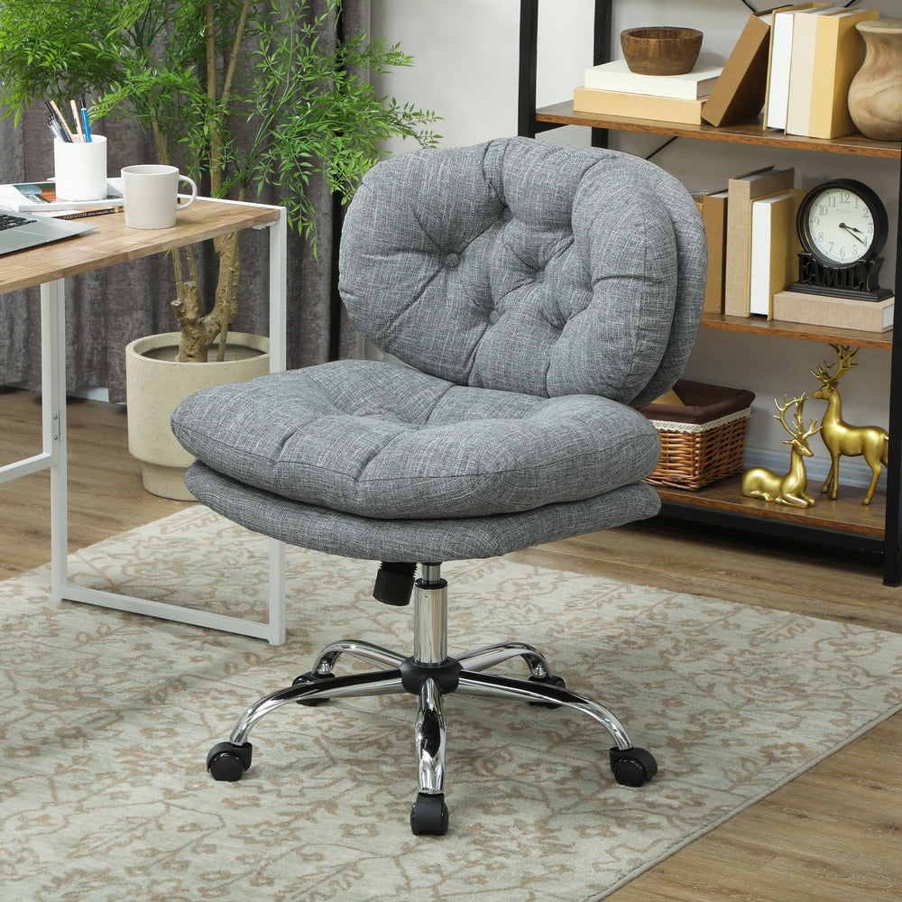Chaise de bureau sans accoudoirs, assise large et rembourrée, hauteur réglable et inclinable, gris
