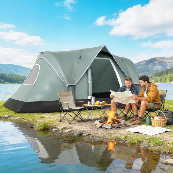5-6 Person Family Tent, Outdoor Camping Tent with Lighting Hook, Carrying Bag for Camping, Hiking and Traveling, Green