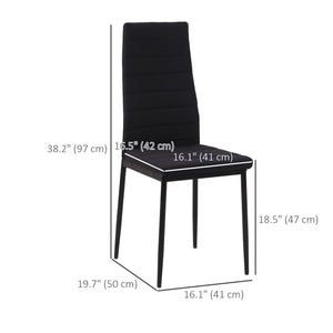 Lot de 4 chaises de salle à manger à dossier haut en lin rembourré avec pieds en métal, noir