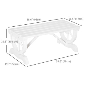 Banc de jardin d'extérieur en bois rustique pour 2 personnes avec roulettes uniques robuste, blanc