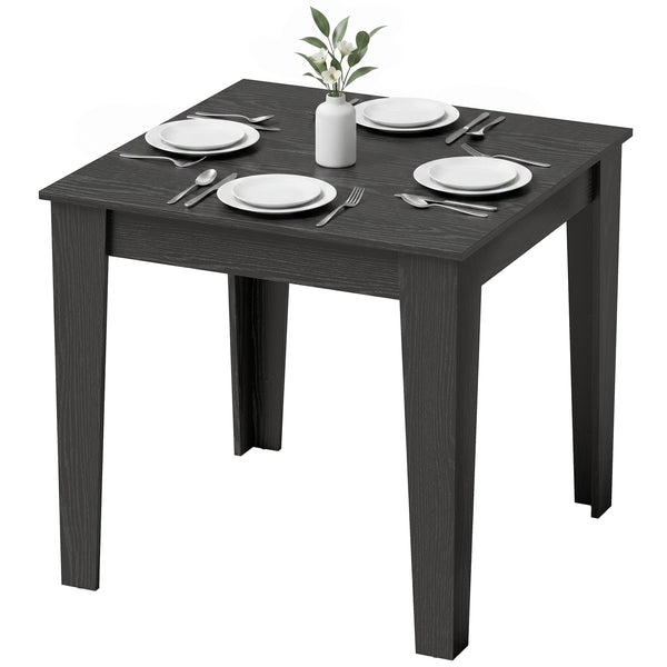 Petite table à manger carrée pour 4 personnes effet bois noir