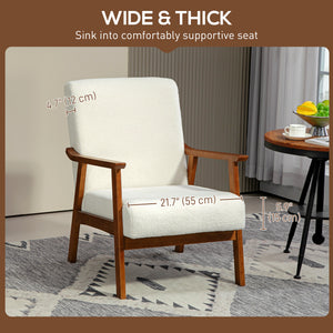 Fauteuil d'appoint avec assise large et rembourrage épais, blanc