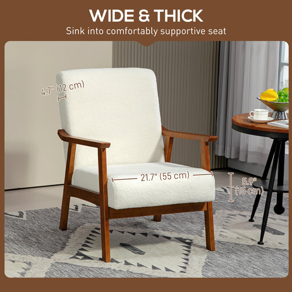 Fauteuil d'appoint avec assise large et rembourrage épais, blanc