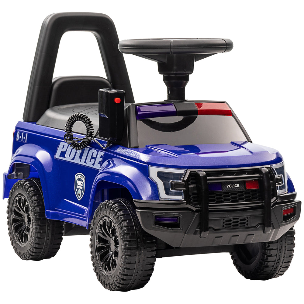 Kids Police Car with Hidden Underseat Storage, Megaphone, Blue